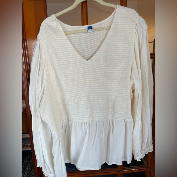 3 for 1 deal- three peplum tops: Black, white, and patterned - Picture 1 of 3